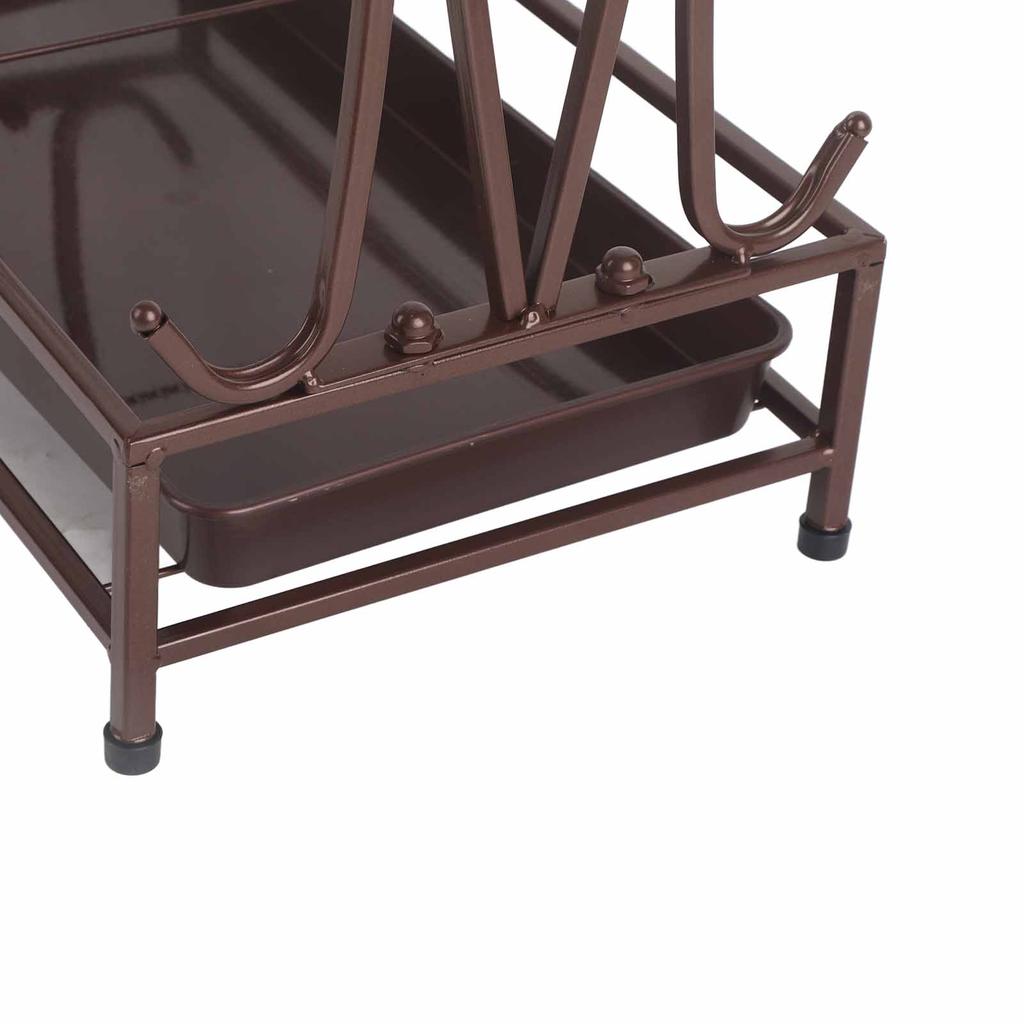 Umbrella Storage Rack Iron with Drip Tray 10 Holes 8 Hooks Umbrella Rack Stand for Home Hotel Lobby