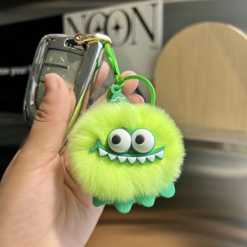 Adorable Faux Mink Fur Monster Plush Keychain Dinosaur Pendant