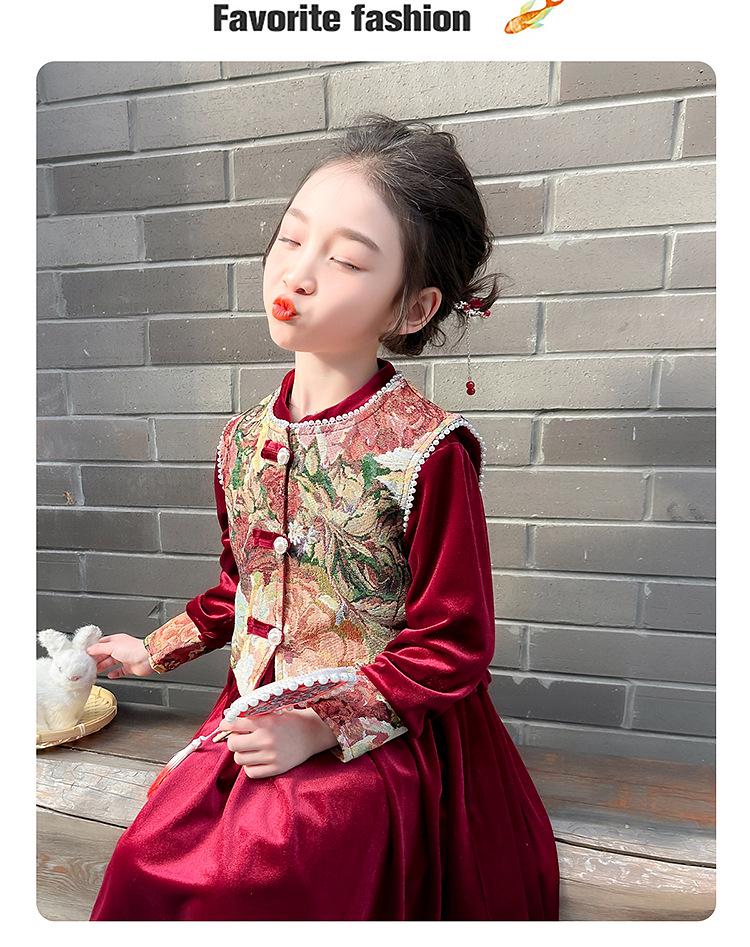 Red Princess Winter Dress for Girls - New Style Autumn/Winter Holiday Outfit