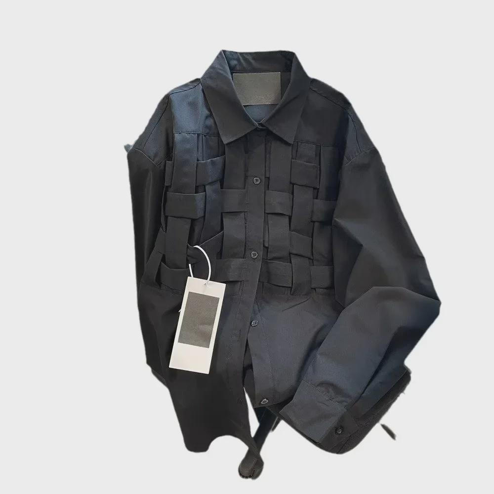 2024 Men's Harajuku White Long-Sleeve Shirt - Spring/Summer Trendy Youth Fashion