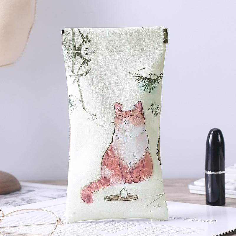 

Мультяшный Кот Сумка для Очков Автоматическое Закрытие ПУ Кожа Кошелек Защитный Чехол Водонепроницаемый Защитный Чехол для Очков