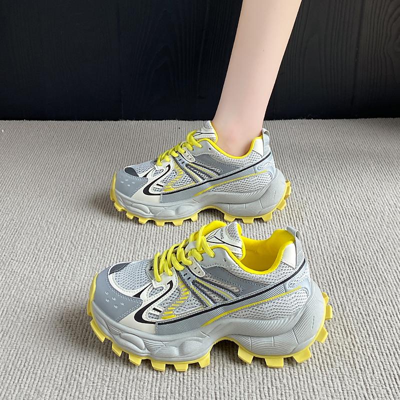 Fashion 2025 Brand New Chunky Sneakers Women Spring Fashion Platform Shoes Woman Korean All-match Thick Sole Hidden Heels Sports Shoes