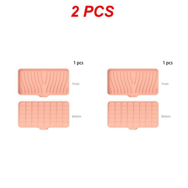 Self Draining Soap Bar Holder Silicone Kitchen Sink Soap Dish Sponge Tray Counter Caddy Organizer for Dish Soap Dispenser