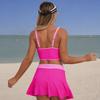 New European & American Style Two-Piece Swimsuit — Women's Solid-Color Drawstring Athletic Bikini 0799