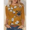 Artistic Landscape Painting Pattern, Slim Fit, Casual Round Neck, Long Sleeves, Everyday Creative Oil Painting Design Pattern.