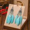 Vintage Ethnic Bohemian Crystal Beads Handmade Feather Tassel Women Earrings Long Drop Dangle Boho Jewelry Pendientes Mujer