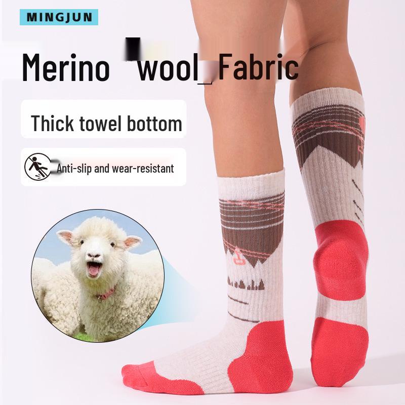 Damen Merino-Wolle Wandersocken für Wärme - Dickes Frottee, Wadenhoch, Wärmespeichernde Outdoor- & Schneesocken für Kinder