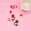 Silicone Straw Cap Christmas Santa Straw Plug Tips Cover Reusable Straw Toppers Dustproof Drinking Lids for Tumblers