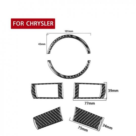 6Pcs For Chrysler 300 300C Carbon Fiber Steering Wheel Kit Cover Trim Type B