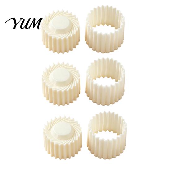 Kitchen Baking Tools 2-in-1 Round Mooncake Mold, Double Ended Pastry Press with Scallop And Non-stick Cookie Spiral Embossing for DIY Baking, Handheld