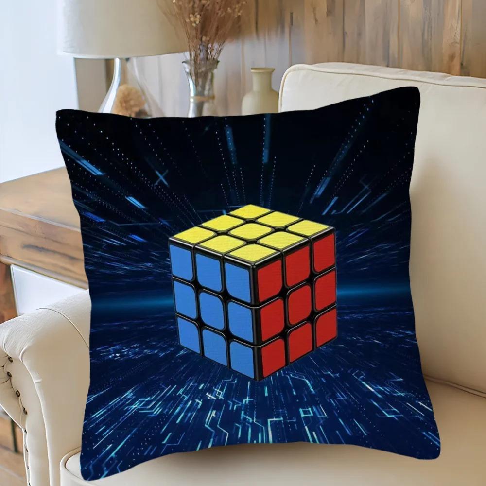 Car Living Room Sofa Cushion Cover Rubik'S Cube Cartoon Pattern Cushion Cover Luxury Home Decoration Pillow Cover