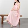 Elegant And Laid-back Style, Large Sleeveless Cotton And Linen Round-neck Vest Dress