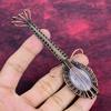 Rainbow Moonstone Pendant Copper Wire Wrapped Gemstone Jewelry Guitar Pendant