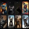 Étui de téléphone pour chien Bouledogue Français Frenchies Pour iPhone 16,15,14,13,12,11 Plus,Pro Max, Coque Noire en Silicone Souple