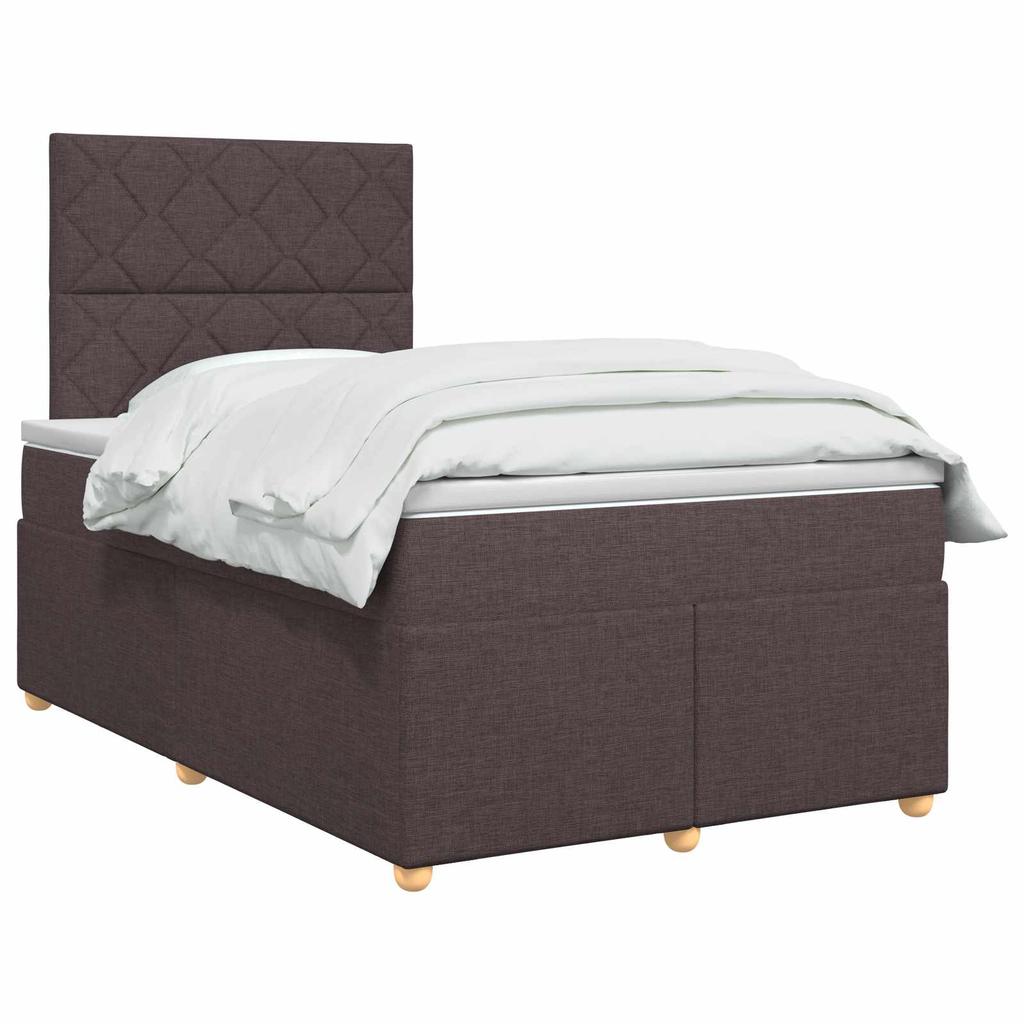 Box Spring Bed with Mattress Dark Brown 120 x 190 cm Fabric