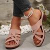 Fashion Classic Pink Comfortable Daily Shoes Elegant Round Toe Cross Tie Straps Slippers Women 2025 Summer High Heels Shoes Women