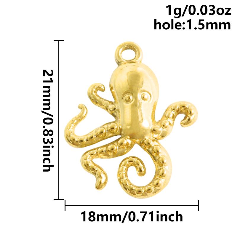 6pcs Real Gold Plated Marine Organism Shell Lobster Coral Stainless Steel Charms For Jewelry Making Supplies DIY Animal Pendant