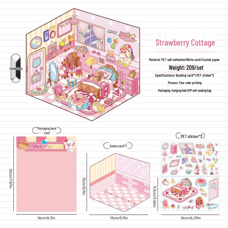 Fairy Tale Cottage 3D Landscape Stickers - Miniature Journal Decoration