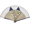 Cartoon Cat Hand Fan Chinese Japanese Folding Fan Silk Handheld Fan for Wedding Dancing Party Church Gifts Decoration