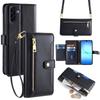 For Samsung Galaxy A17 5G Leather Case Zipper Pocket Wallet Phone Cover with 2 Straps
