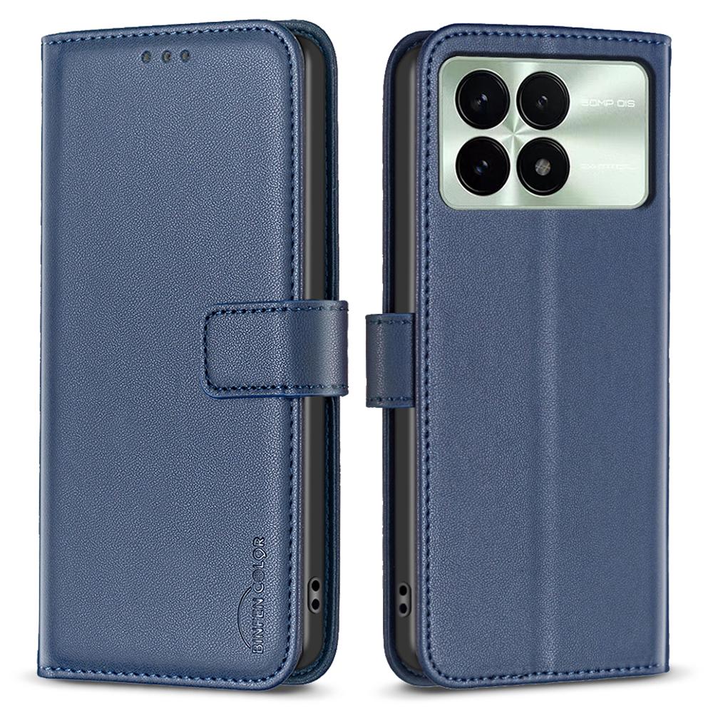 

BINFEN COLOR BF17 For Xiaomi Redmi K70E 5G/Poco X6 Pro 5G Case Stand Imprint PU Leather Wallet Flip Cover Blue