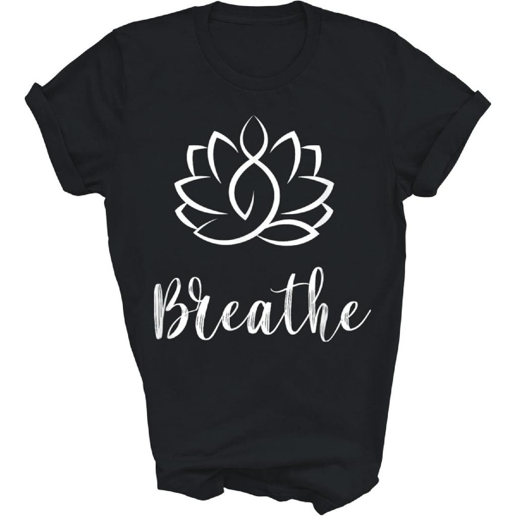 Capman Breathe Buddha Lotus Flower Meditation Yoga Meditate Lover Unisex Shirt Gift Women Men T-Shirt (Black;M)