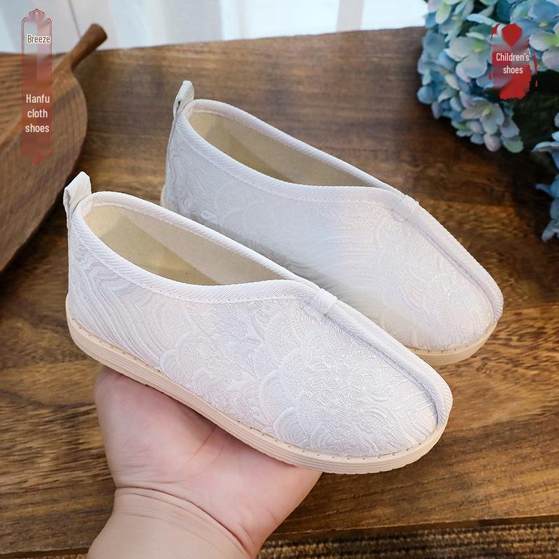 

Boys Hanfu-Style Embroidered Cloth Shoes - Ancient Chinese Design, Handmade for Kids 16.5cm белый