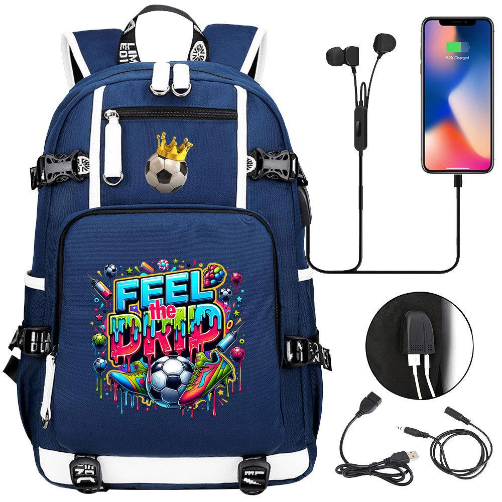 2026 Sports Soccer USB Large Capacity Backpack for Middle High School Students Travel Unisex
