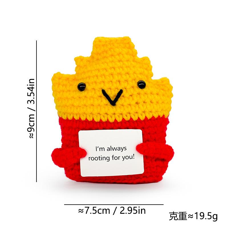Handmade Crochet Plush Doll Set Earth Fries Giraffe Cute Expression Stress Relief Toy Knitted Gift