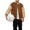 Jordan Trendy Loose Versatile Comfortable Color-Block Cotton Jacket Kids Jackets Brown JD2342020GS-001