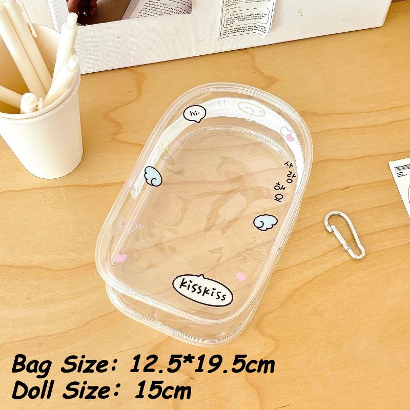 Original Design Transparent PVC Storage Bags for Women Kawaii Doll Storage Bag with Colorful Lanyard Plush Doll Display 2025 New