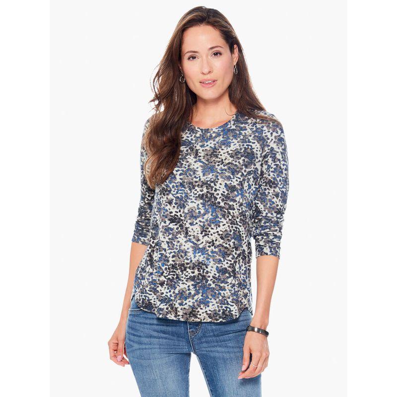 

Cotton Elastic Print Fashion Plus Size Spring & Fall Comfortable Top Blue XS