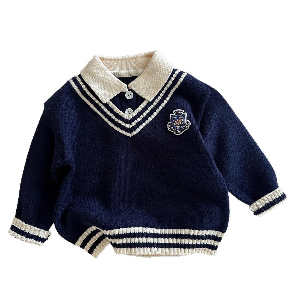 Boys Knit Cardigan with Mock Layered Look Autumn Winter School Sweater Jacket