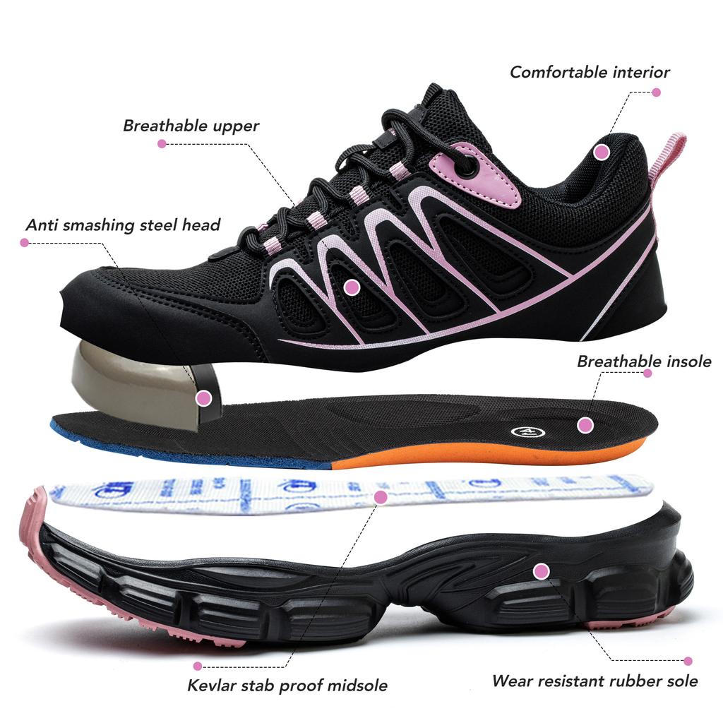 Fashion Safety Shoes Women Work Sneakers structured Shoes pneumatic-Proof Protective Shoes Work Boots Steel Toe Shoes