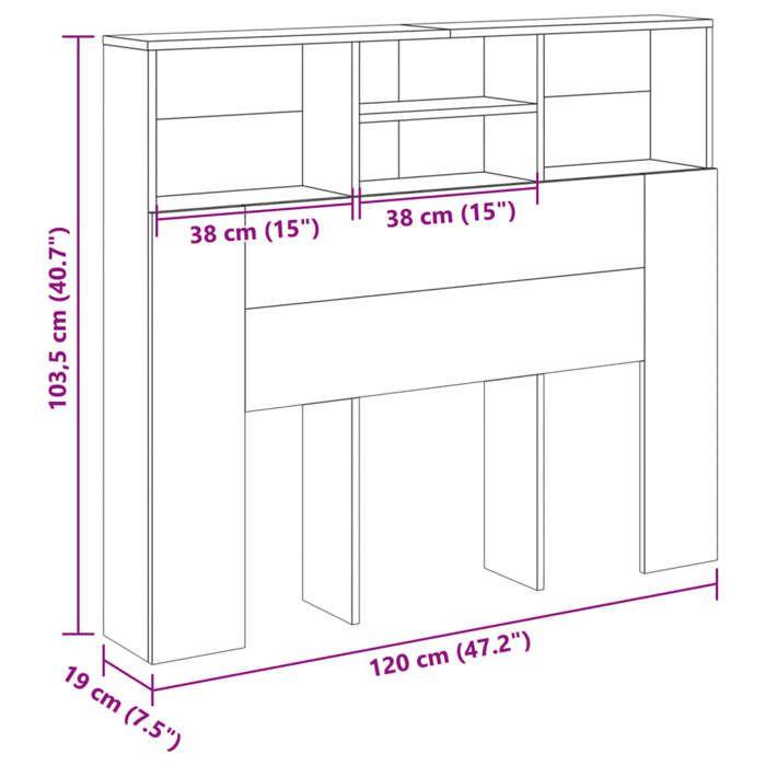 VidaXL Armoire de tête de lit vieux bois 120x19x103,5 cm 856866
