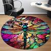 1PC Stained Glass Dragonfly Office Round Area Rug,  Mat Suitable ForOffice, Under Office Chairs Bedroom Living Room Home Decor, Room Deco
