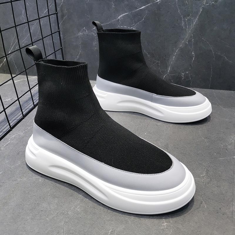 Fashion High-quality Hightop Socks Shoes Men Summer New Style Knitted Soft Sole Men Shoes Breathable Allmatch Trend Casual Shoes