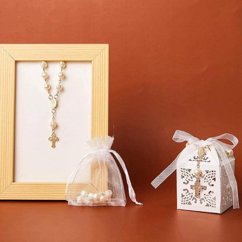 Baby Baptism Bracelet Set Beautiful Beaded Bracelet Elegant Baptism Bracelet Rosary Bracelet Imitation Pearls Bracelets