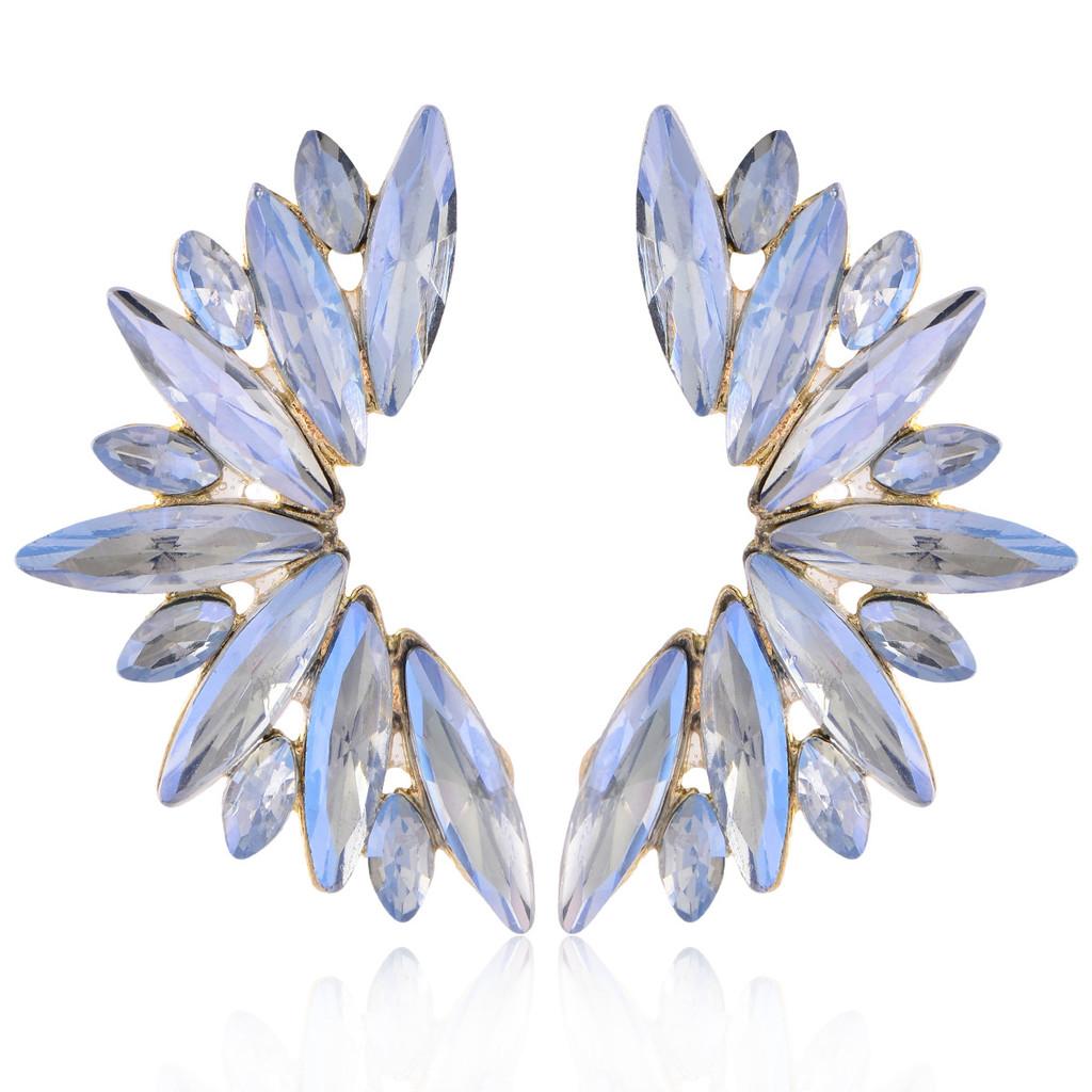 Wing Shape Water Diamond Earrings In Alloy With Electroplated Finish For Trendy Women