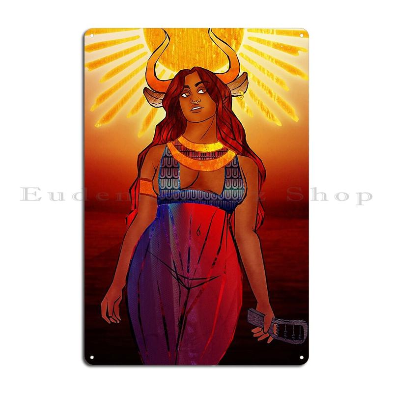 Hathor Lady of Amentet Gods And Goddesses Of Ancient Egypt Metal Plaque Pub Designing Wall Cave Custom Tin Sign Poster