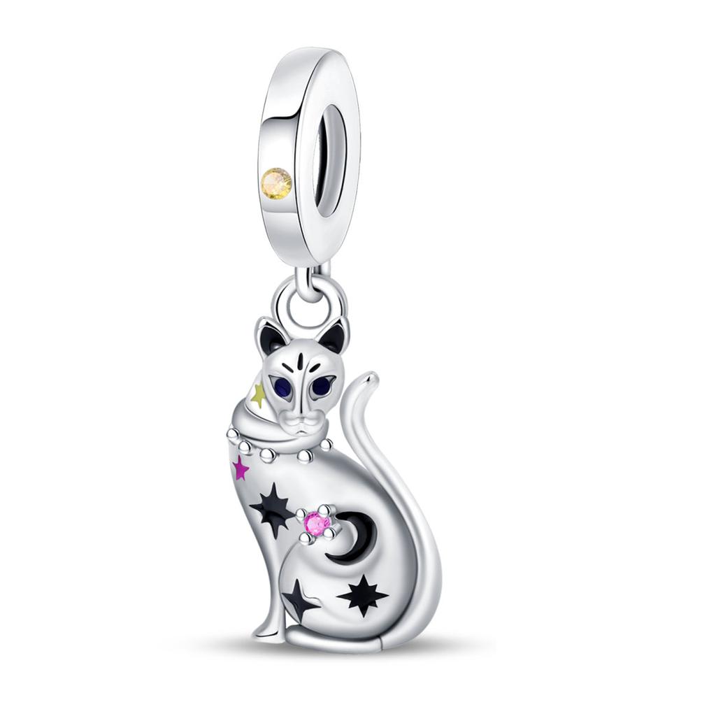 New Authentic copper Animal Collection Charm Bead Charms Black Wing Cat Fishing Pendants Bead Charms Compatible With Bracelets Do It Yourself Jeweller