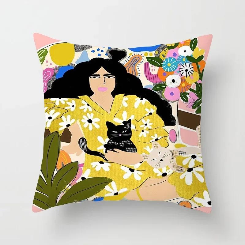 Office Sofa Cushion Cover Matisse Style Camera Record Player Printed Pillow Cover Luxury Home Decor Cushion Cover
