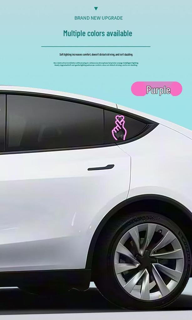 Solar-Powered Wireless Heart-Shaped LED Triangle Light for Car Interior Decoration