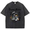 Trend Women'S Cotton Washed T-Shirts Dream Maker Brave Sculpture Printing Tee Shirts Loose O-Neck Distressed Tops Female Clothes