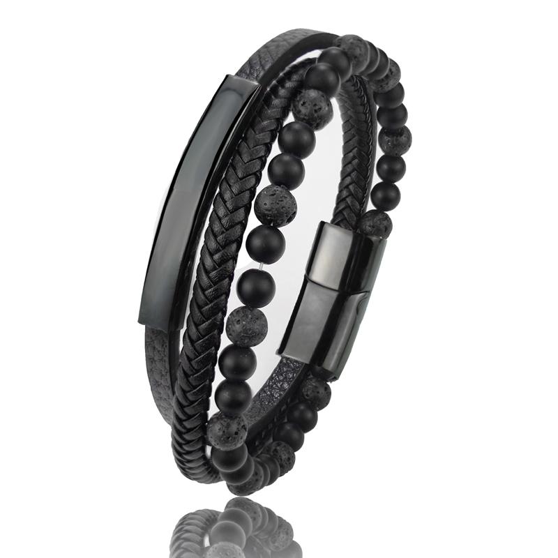 High Quality Luxury Accessories Bracelet Men's Fashion Gift Black Genuine Leather Bracelets DIY Combination Wild Handsome Gift
