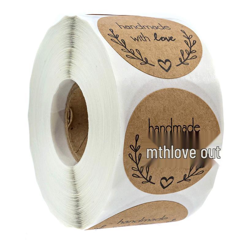 500 Kraft Paper Thank You Sealing Stickers for Handmade Dessert and Cake Gifts