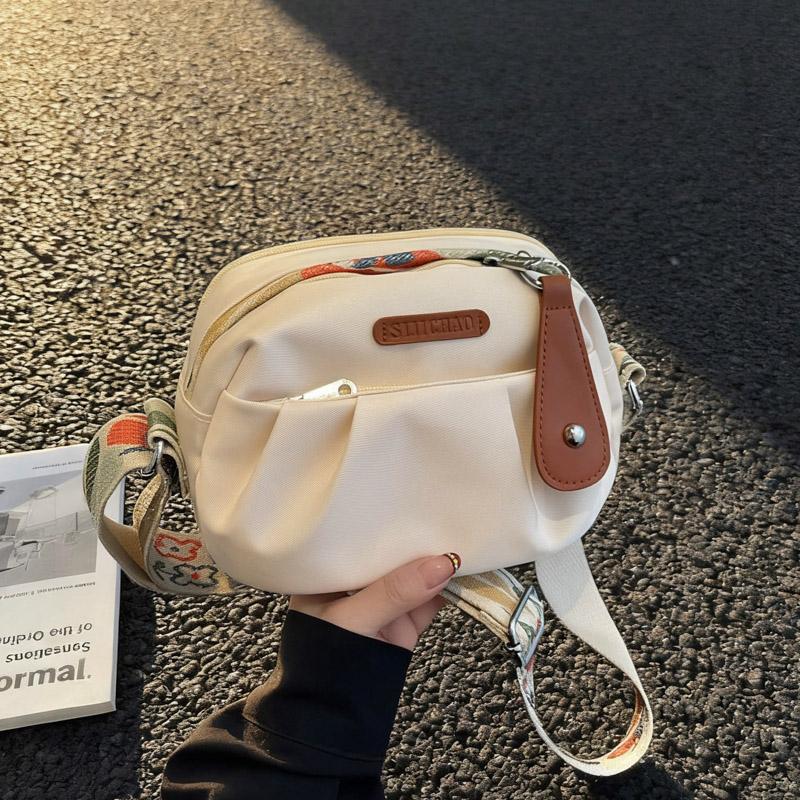 Trendy Multicolor Crossbody Bag Widen Belt Rectangle Single-Shoulder Bag Lightweight Oxford Cloth Tote Bag Daily Casual