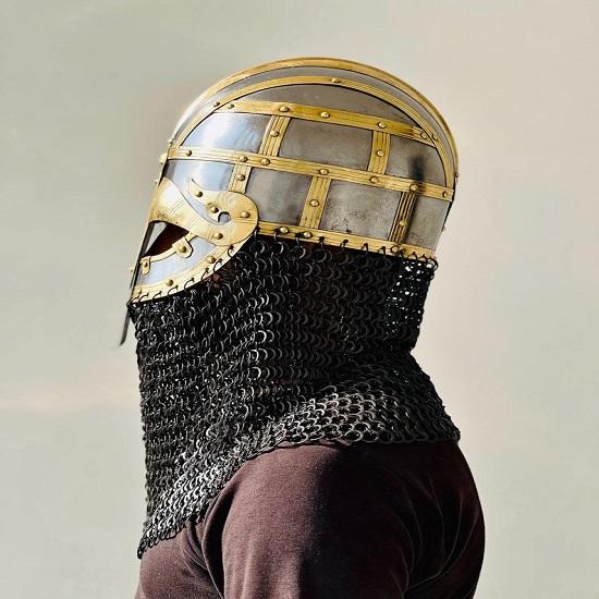 Vandal Medusa Helmet Chainmail Hand forged Armor Helmet  Viking Chainmail steel and brass Helmet  Best Gift