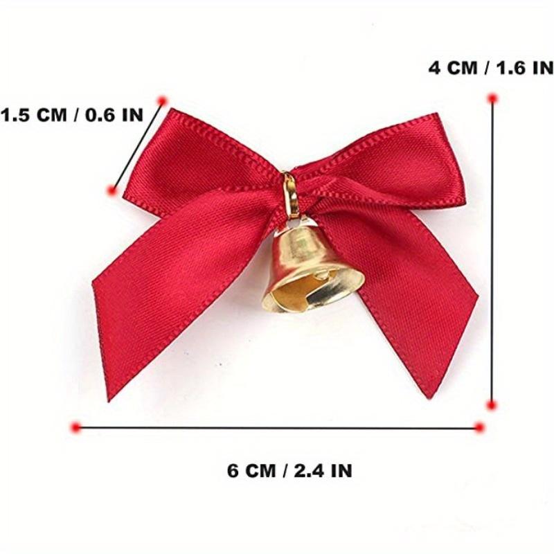10Pcs Delicate Bowknot Bells Christmas Gift Bows with Small Bells DIY Bows Craft Christmas Tree Decoration Christmas Bow Tie
