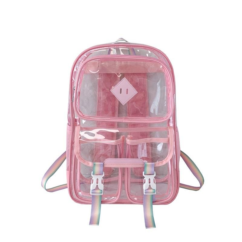 Hot Sale Fashion Transparent Backpack Waterproof PVC Multi Pocket Large Capacity School Bag Stadium Approved Travel Backpack